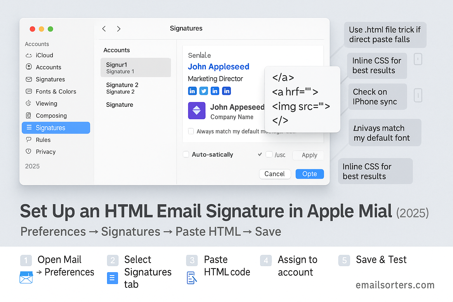 Apple Mail HTML signature