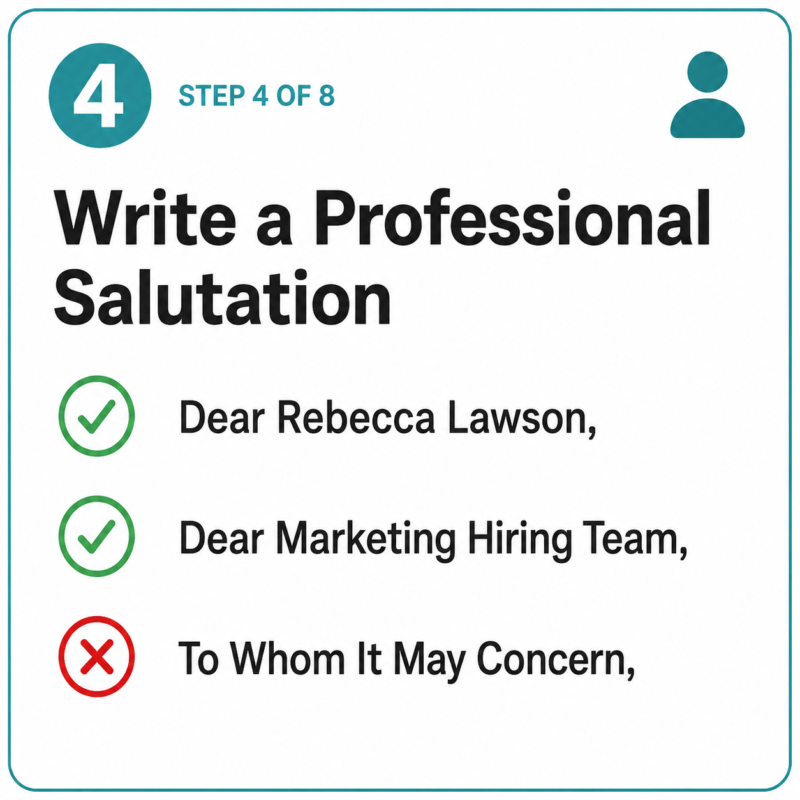 Examples of professional and unprofessional salutations for a job application email