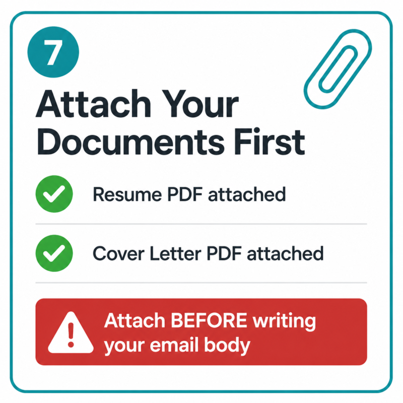 Checklist showing resume and cover letter attached before writing a job application email