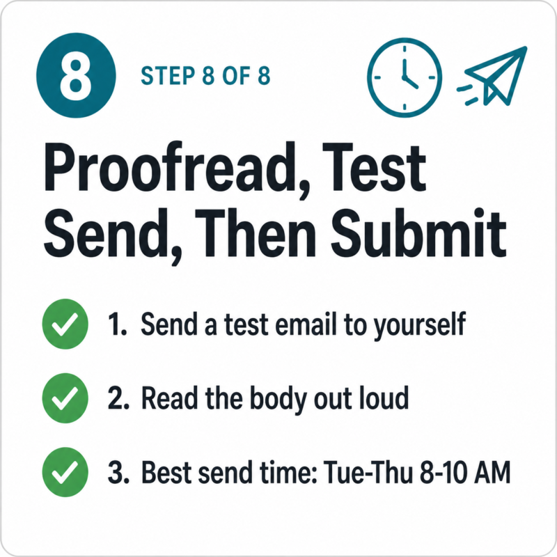 Three step checklist for proofreading and sending a job application email