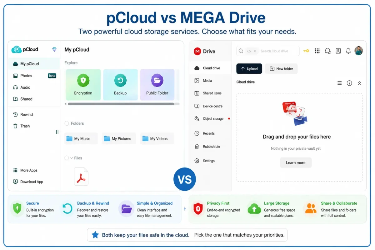 MEGA and pCloud Storage