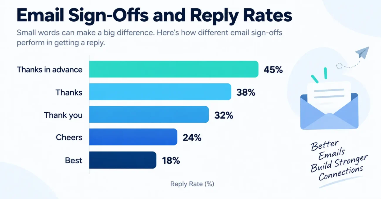 Bar chart comparing reply rates for different email sign-offs