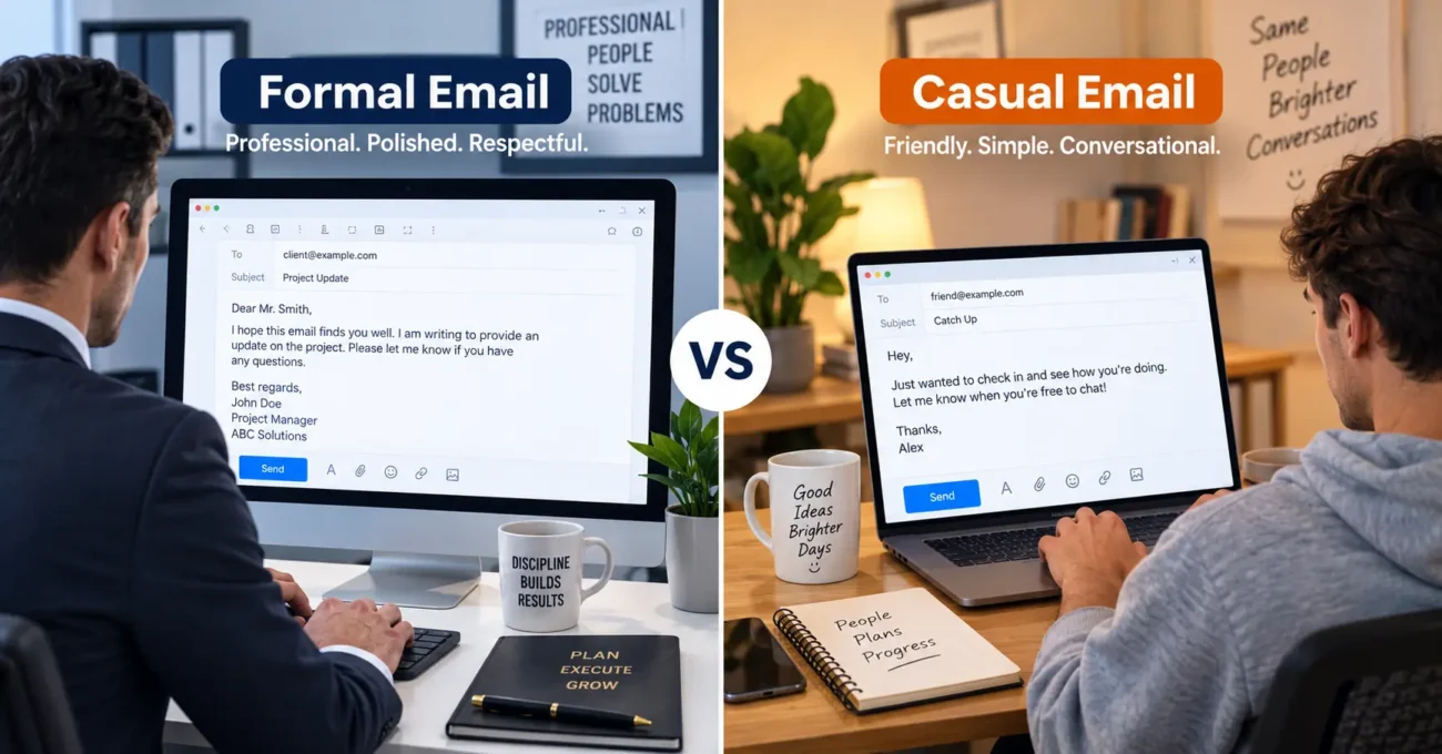 Comparison of formal versus casual email sign-off styles